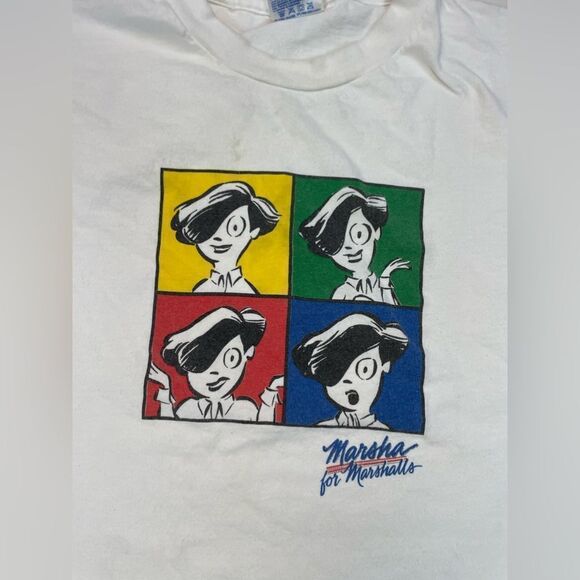 VINTAGE Marsha For Marshalls Graphic T-shirt Men XL White 90s Single Stitch - Picture 2 of 10